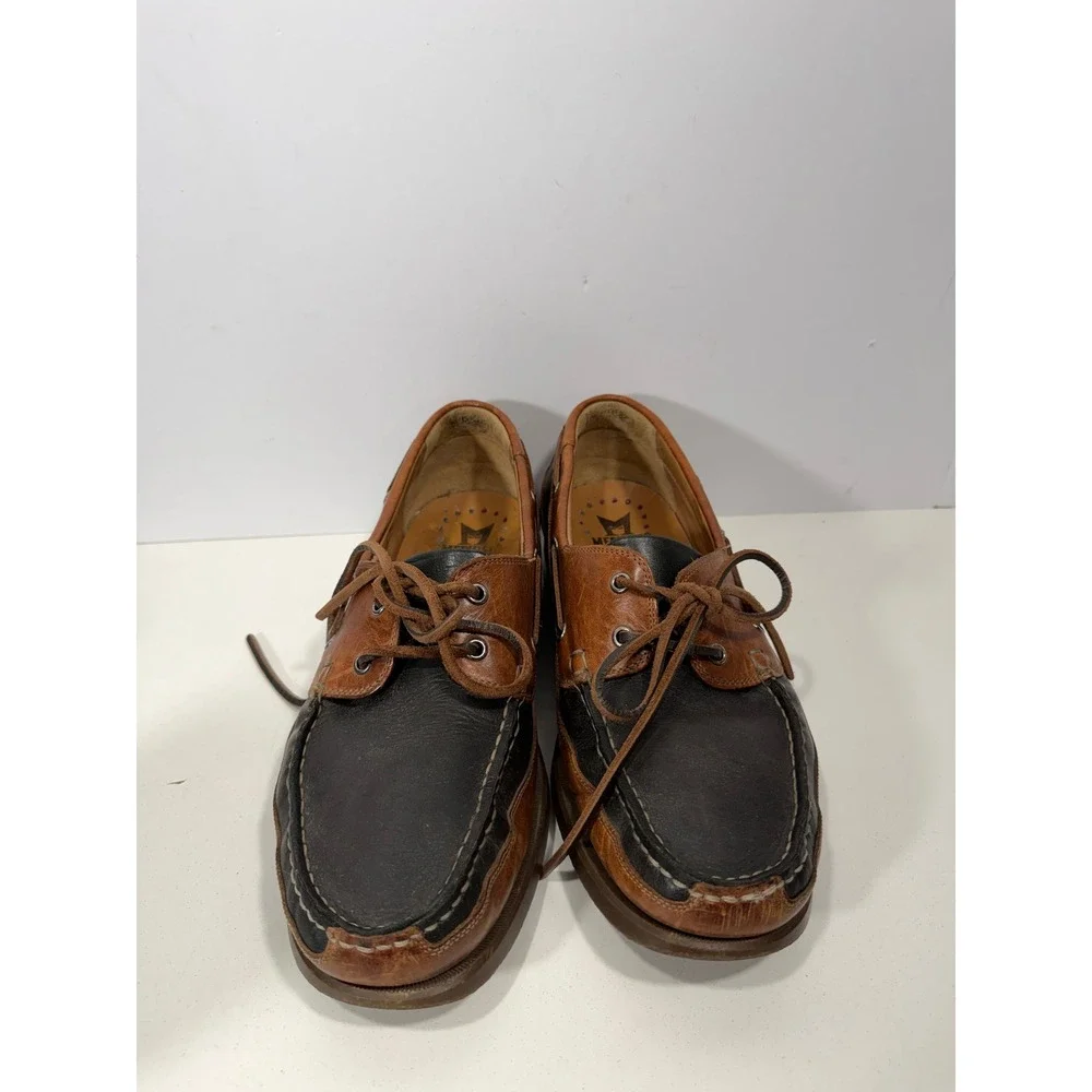 Mephisto Spinnaker Mens 10.5 US Brown Navy Leather Boat Shoes Made in Croatia
